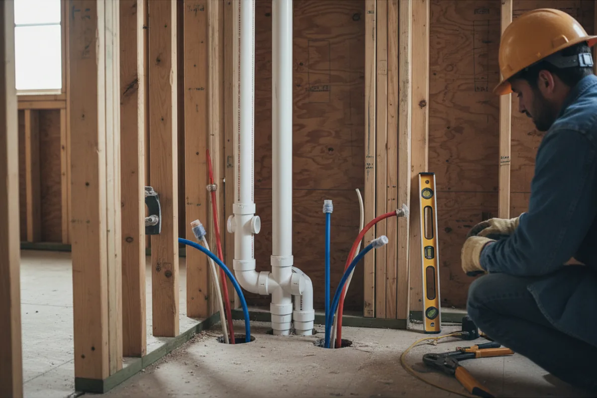 Drain and supply rough-in during Leak Detection in Rossville
